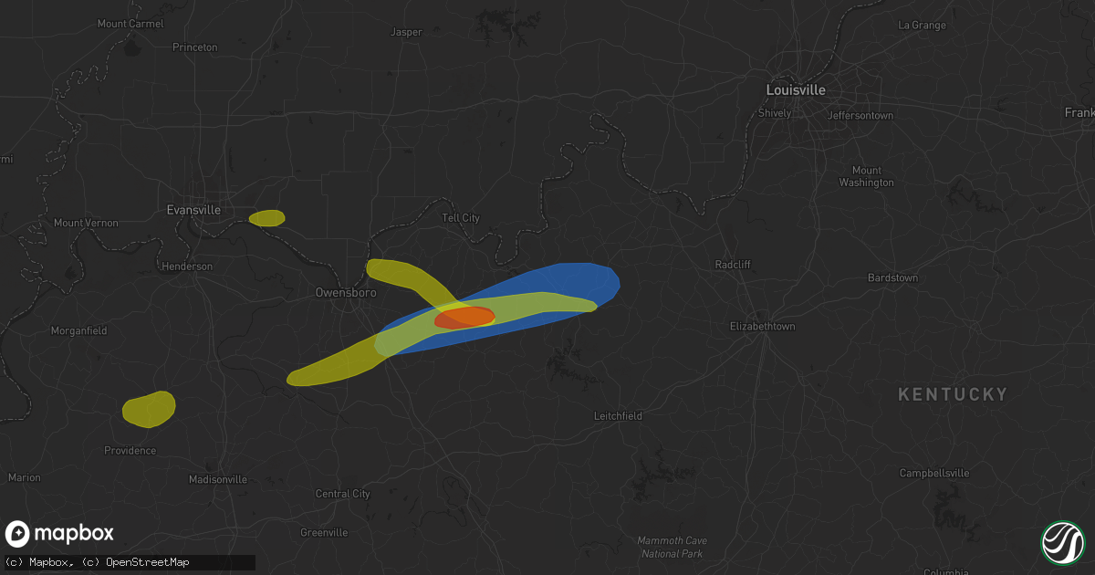 Hail map in Hardinsburg, KY on September 27, 2023