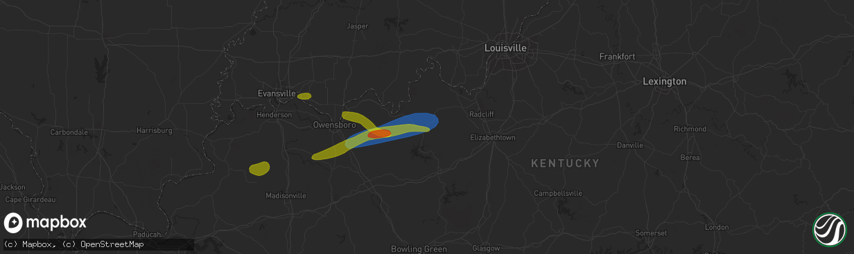 Hail map in Harned, KY on September 27, 2023