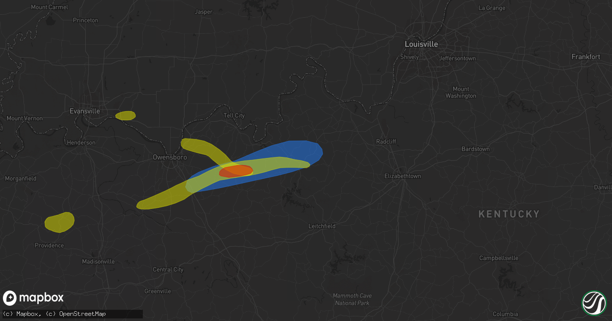 Hail map in Harned, KY on September 27, 2023