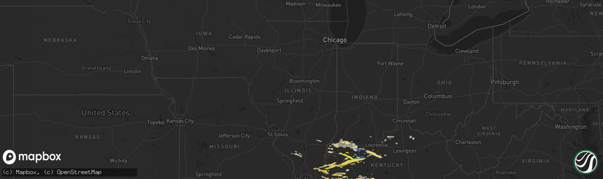 Hail map in Illinois on September 27, 2023