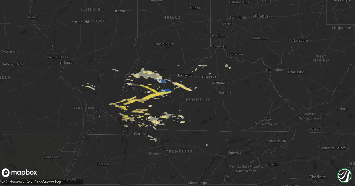 Hail map in Kentucky on September 27, 2023