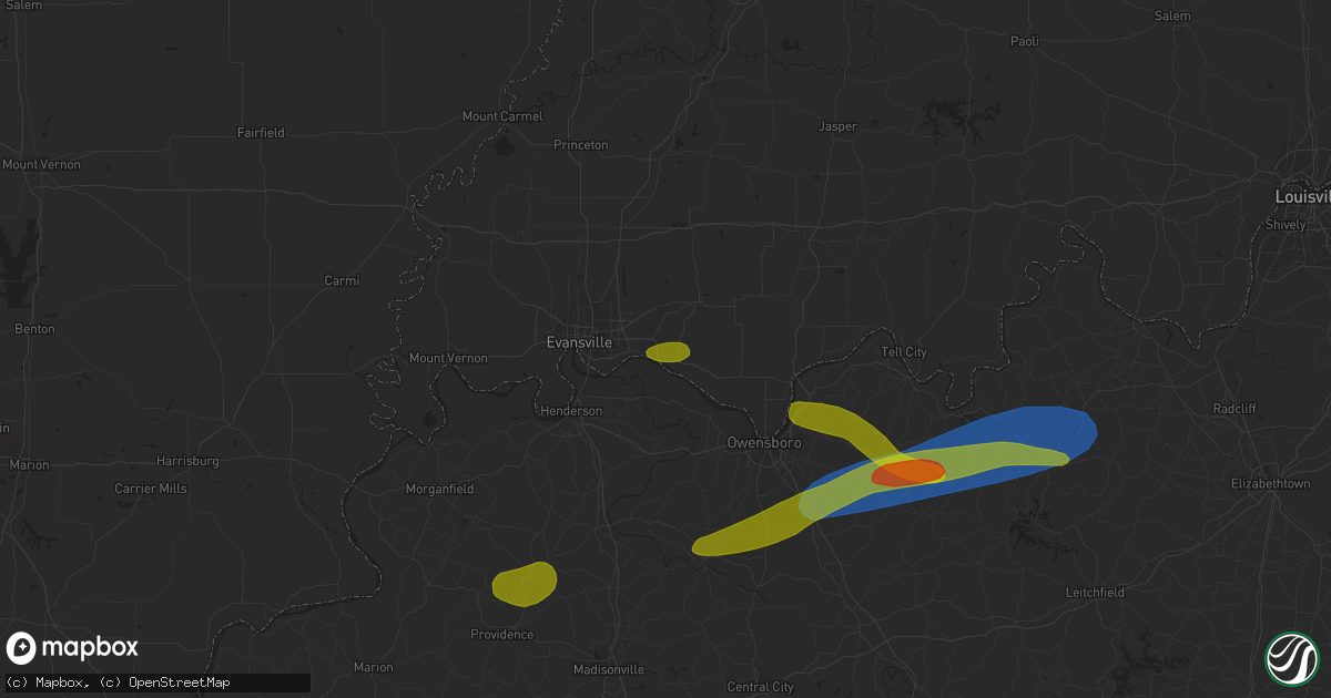 Hail map in Newburgh, IN on September 27, 2023