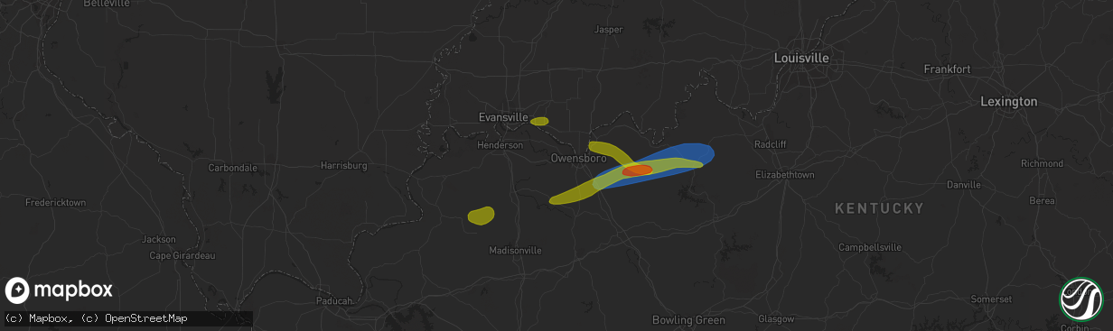 Hail map in Owensboro, KY on September 27, 2023