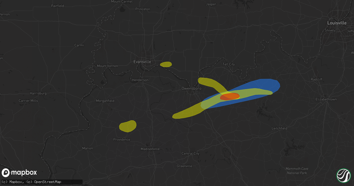 Hail map in Owensboro, KY on September 27, 2023