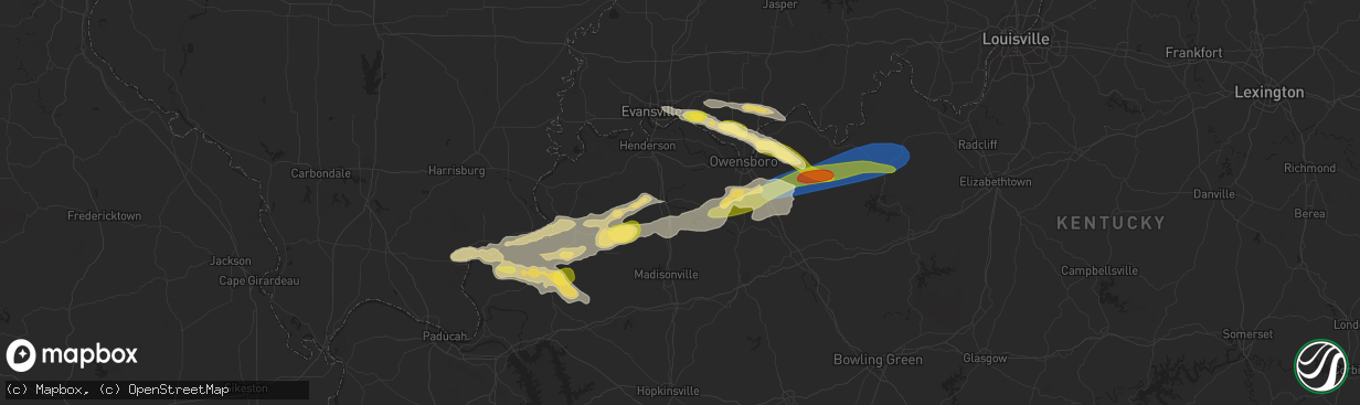 Hail map in Richland, IN on September 27, 2023