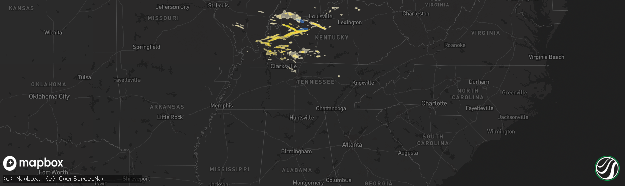 Hail map in Tennessee on September 27, 2023