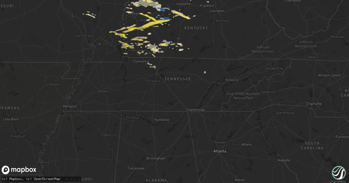 Hail map in Tennessee on September 27, 2023