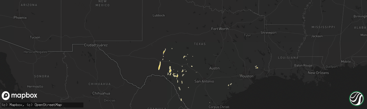 Hail map in Texas on September 27, 2023