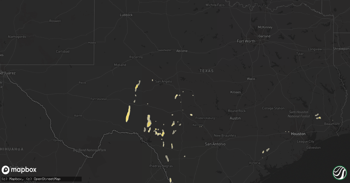 Hail map in Texas on September 27, 2023