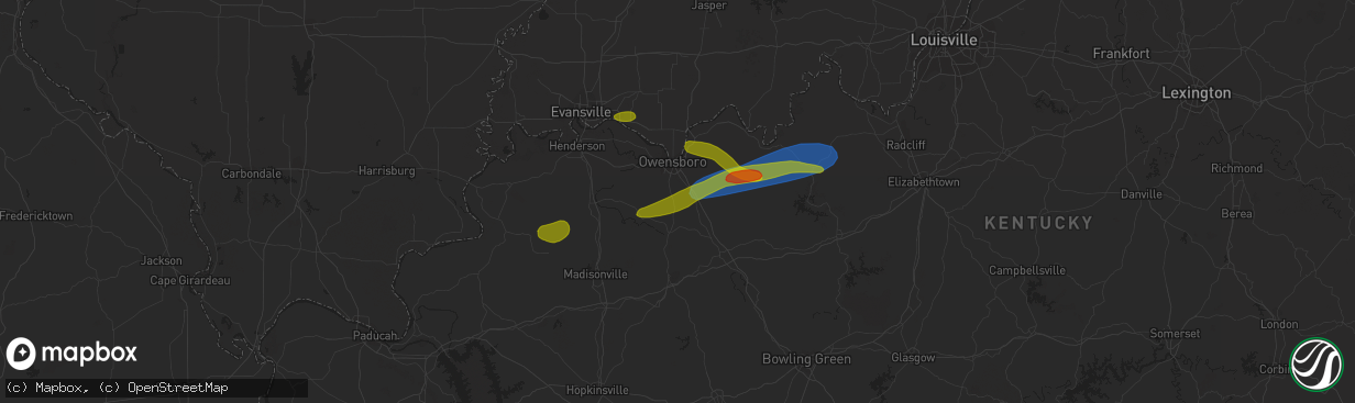 Hail map in Utica, KY on September 27, 2023