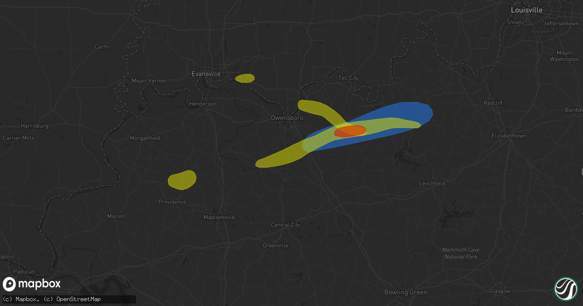 Hail map in Utica, KY on September 27, 2023