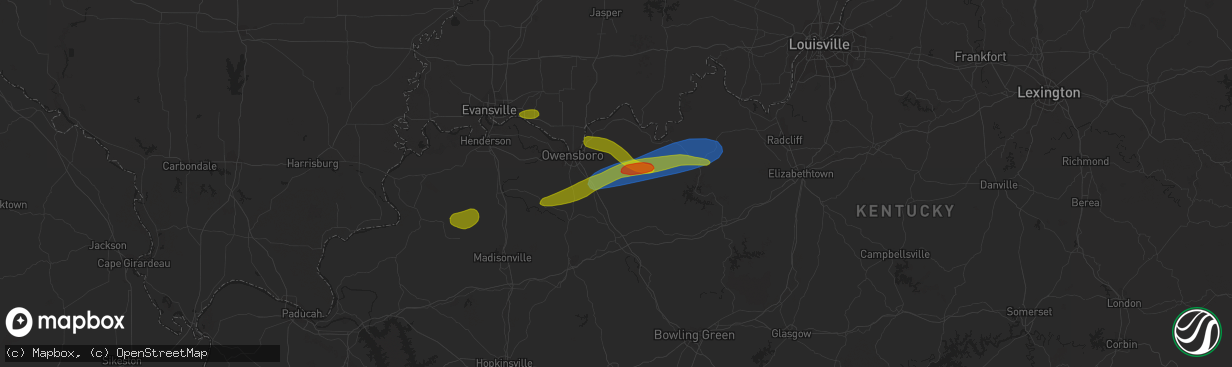 Hail map in Whitesville, KY on September 27, 2023