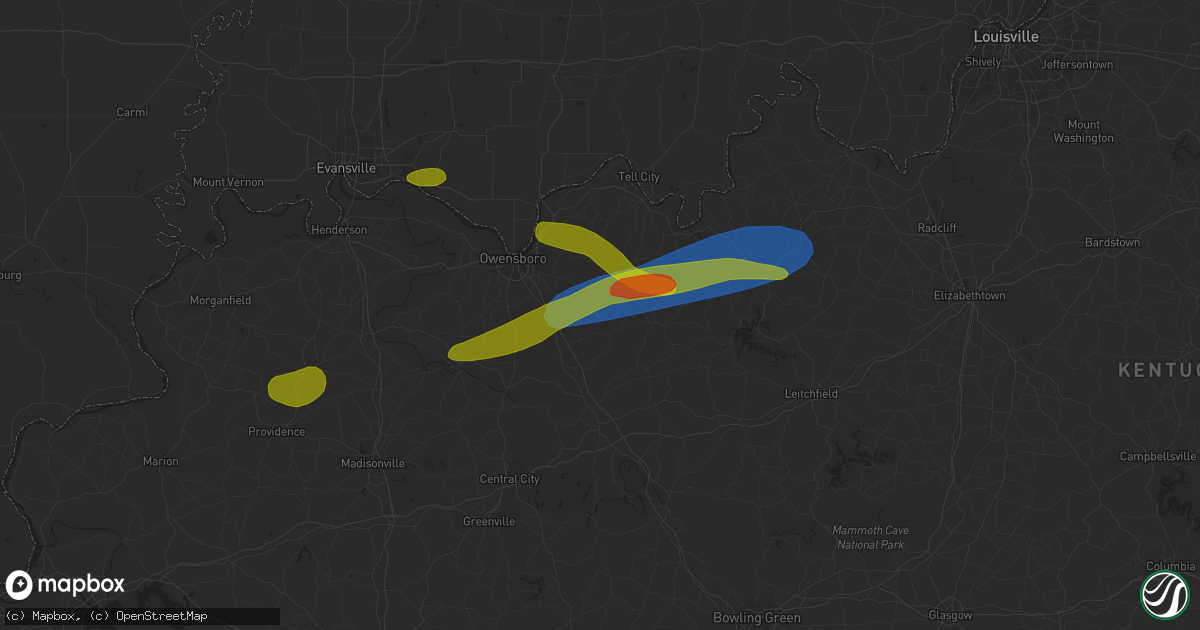 Hail map in Whitesville, KY on September 27, 2023
