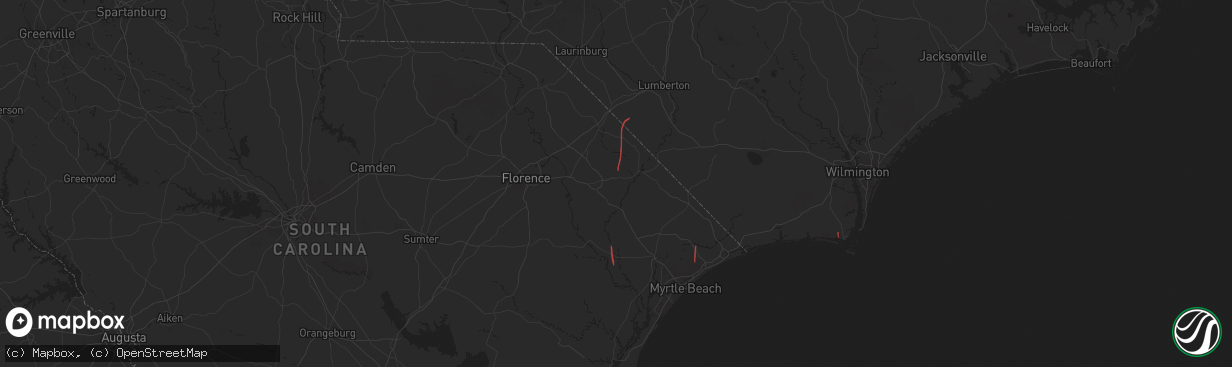 Hail map in Mullins, SC on September 27, 2024