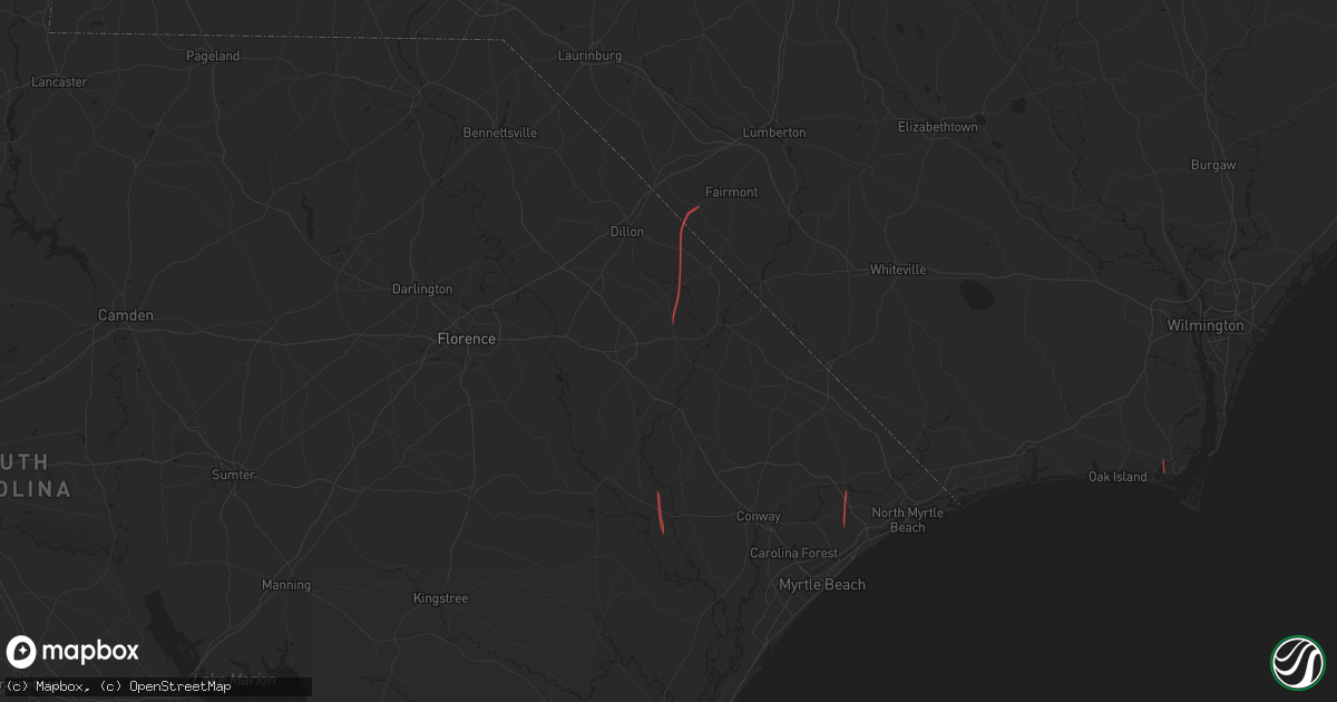 Hail map in Mullins, SC on September 27, 2024