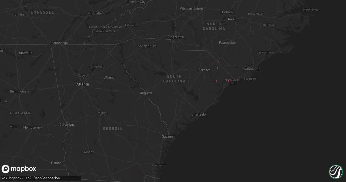 Hail map in South Carolina on September 27, 2024