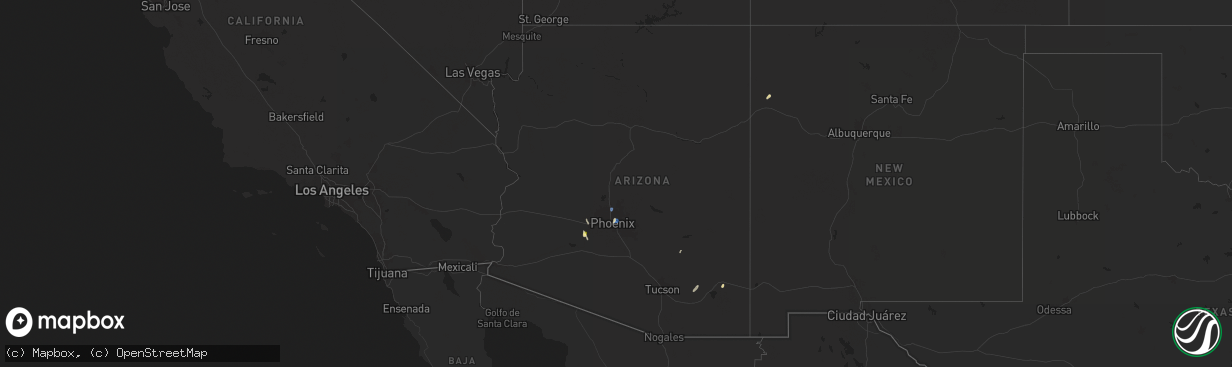 Hail map in Arizona on September 27, 2025