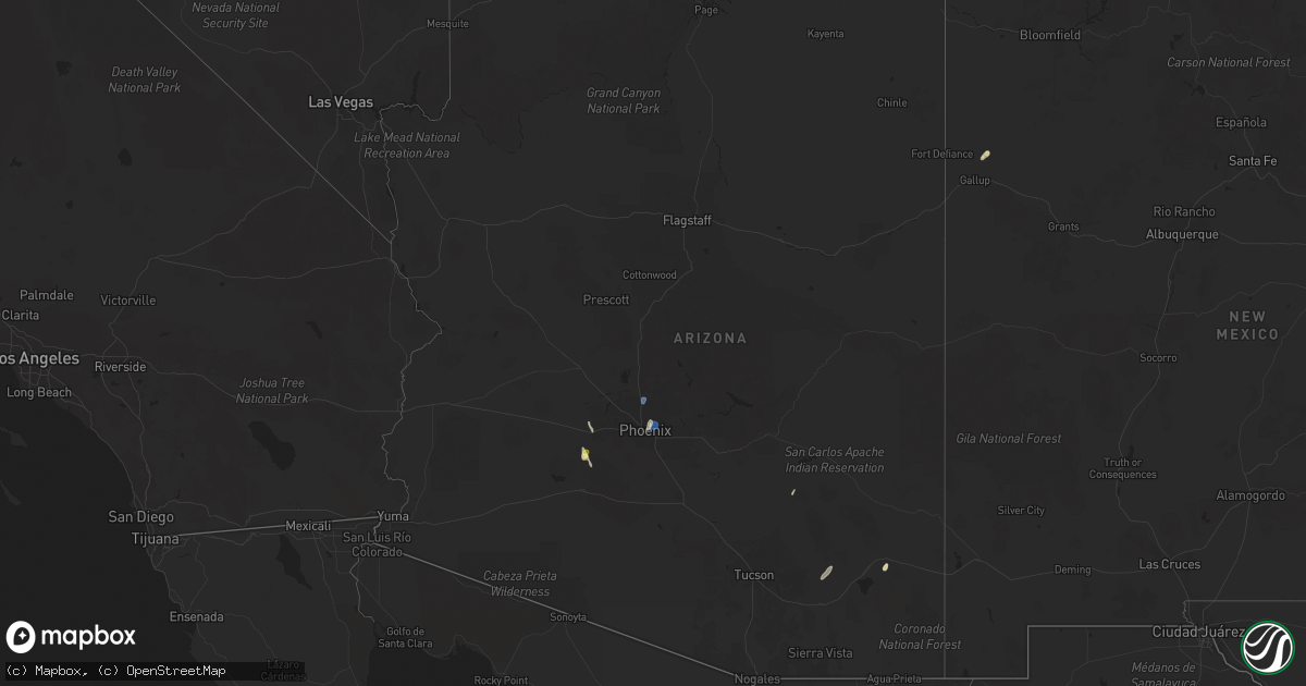 Hail map in Arizona on September 27, 2025