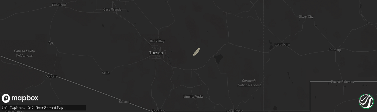 Hail map in Benson, AZ on September 27, 2025