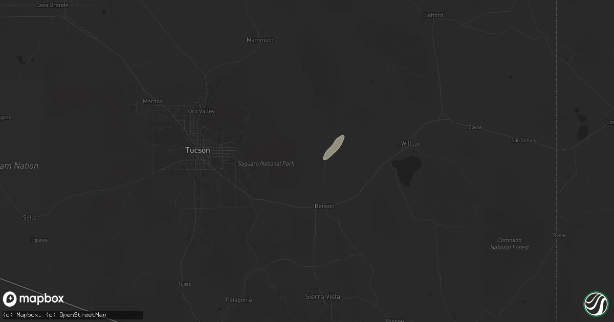Hail map in Benson, AZ on September 27, 2025