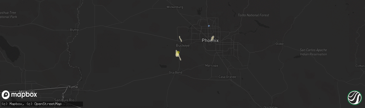 Hail map in Buckeye, AZ on September 27, 2025