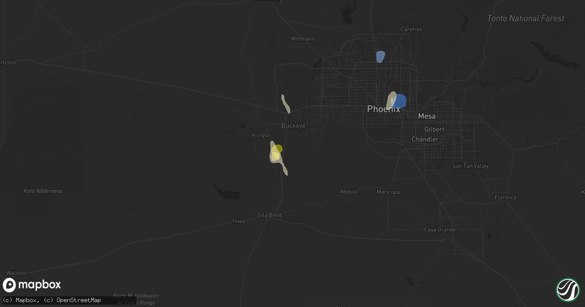 Hail map in Buckeye, AZ on September 27, 2025
