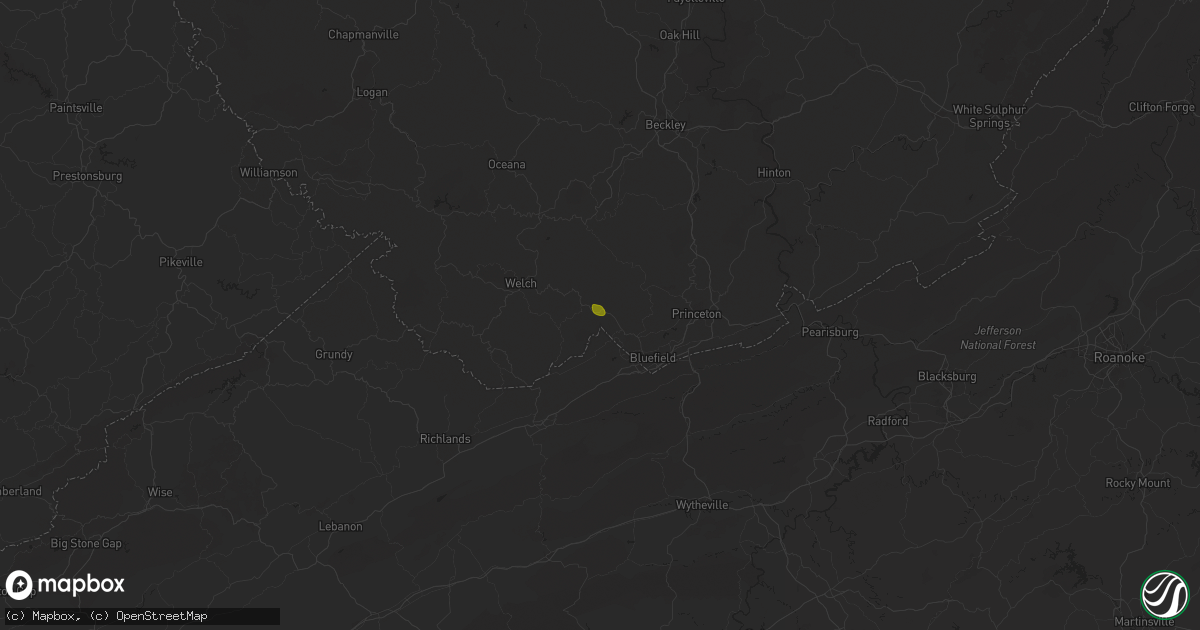 Hail map in Maybeury, WV on September 27, 2025