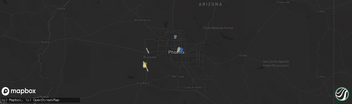 Hail map in Phoenix, AZ on September 27, 2025