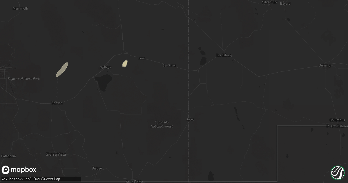 Hail map in San Simon, AZ on September 27, 2025