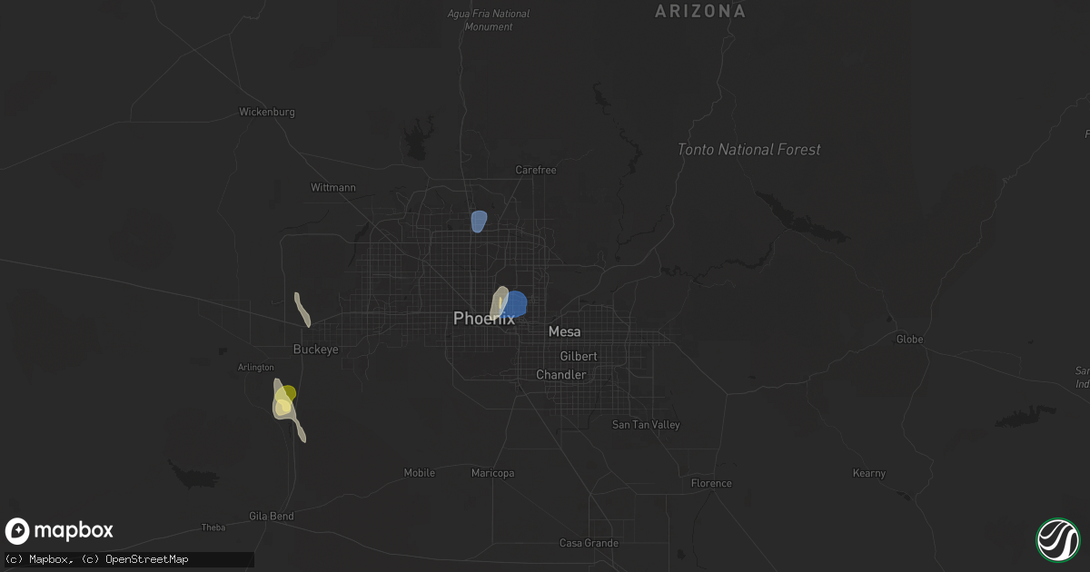 Hail map in Scottsdale, AZ on September 27, 2025
