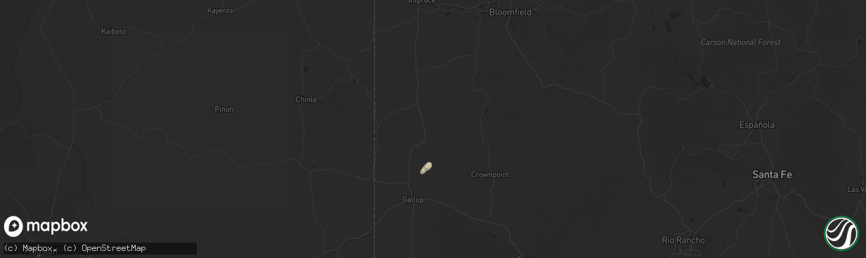 Hail map in Tohatchi, NM on September 27, 2025