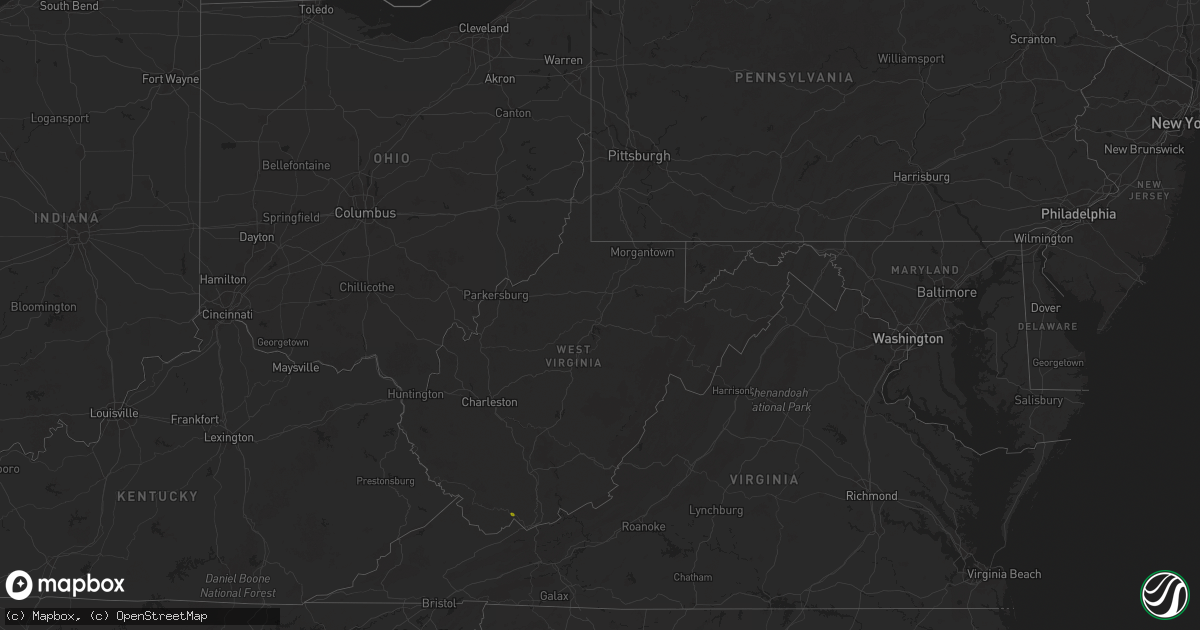 Hail map in West Virginia on September 27, 2025