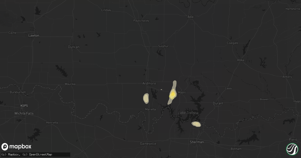 Hail map in Ardmore, OK on September 27, 2026