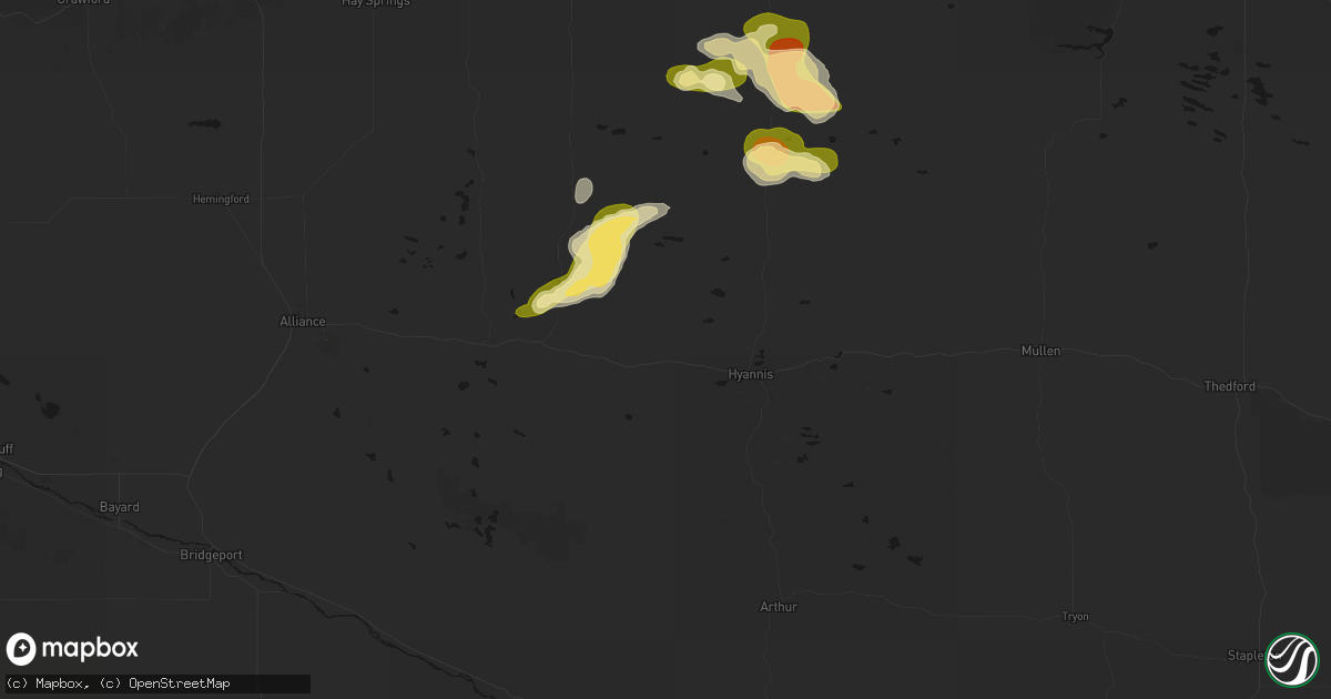 Hail map in Ashby, NE on September 27, 2026