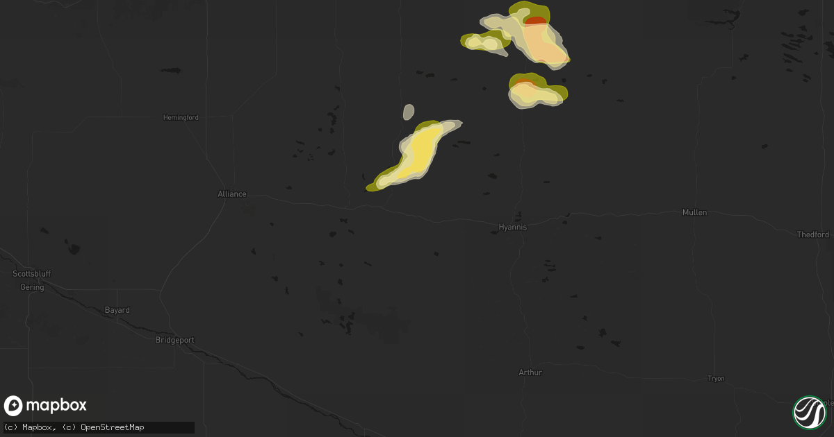 Hail map in Bingham, NE on September 27, 2026