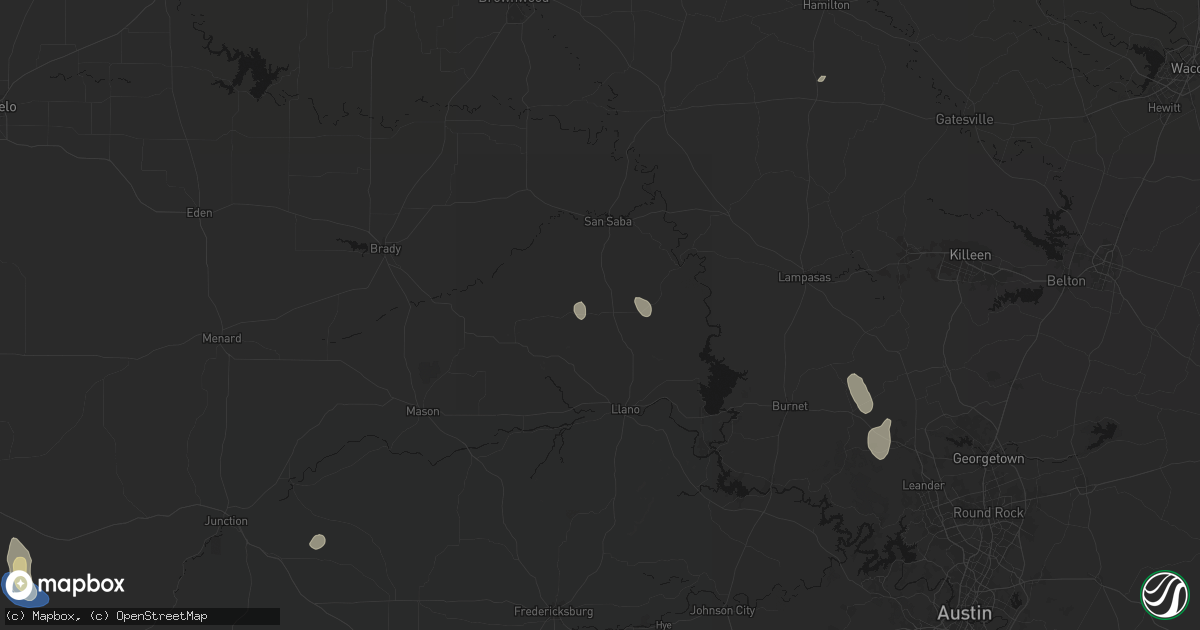 Hail map in Cherokee, TX on September 27, 2026
