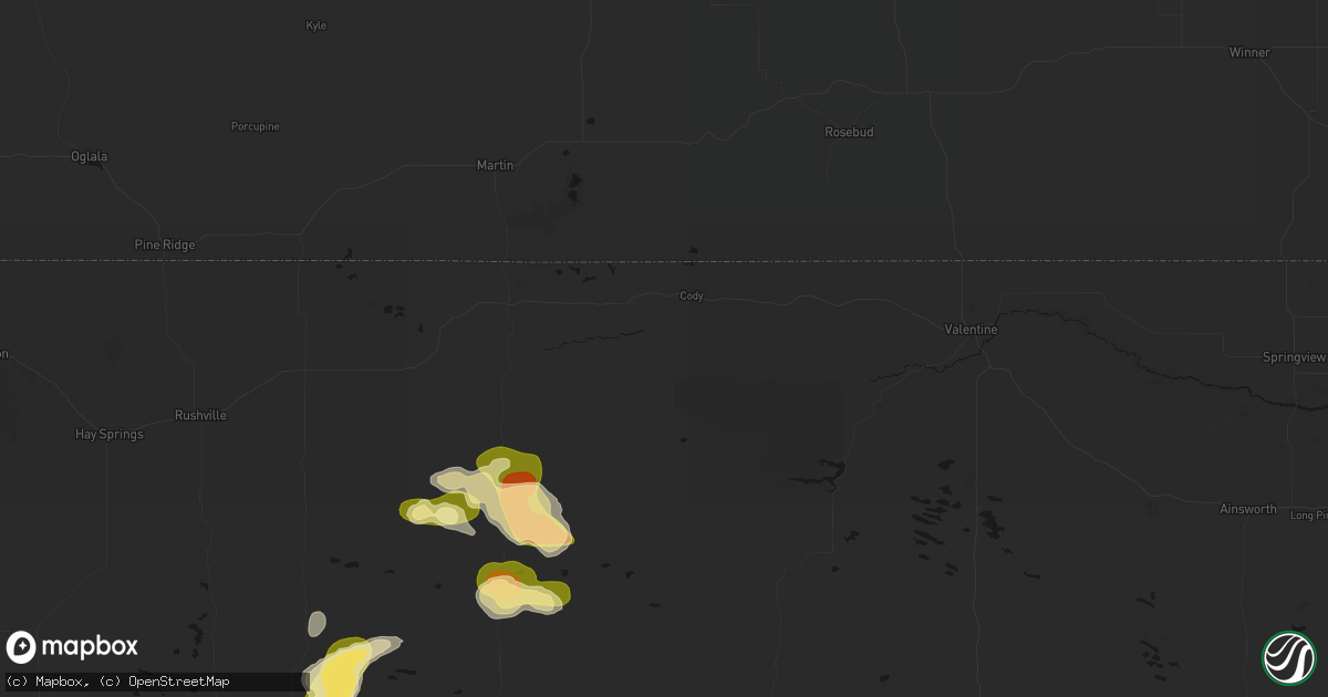 Hail map in Cody, NE on September 27, 2026