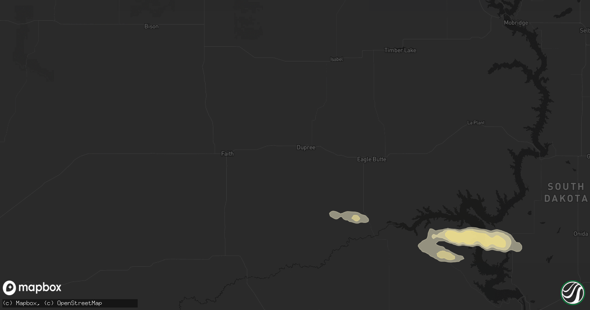 Hail map in Dupree, SD on September 27, 2026