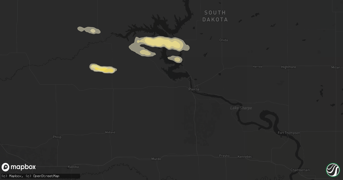Hail map in Fort Pierre, SD on September 27, 2026