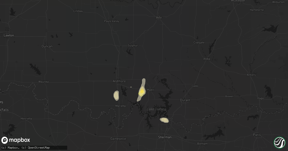 Hail map in Mannsville, OK on September 27, 2026