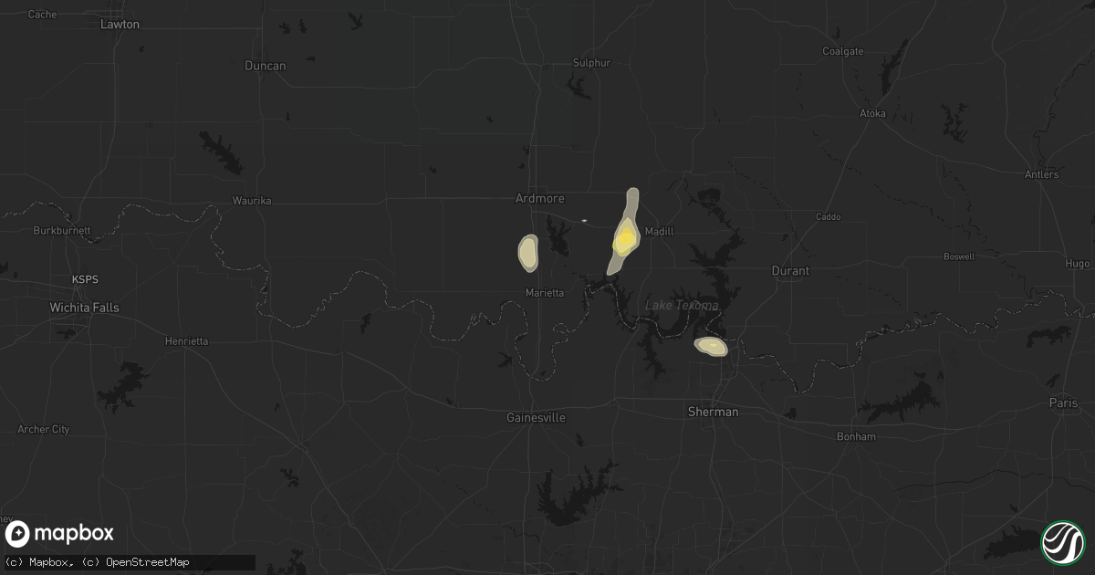 Hail map in Marietta, OK on September 27, 2026