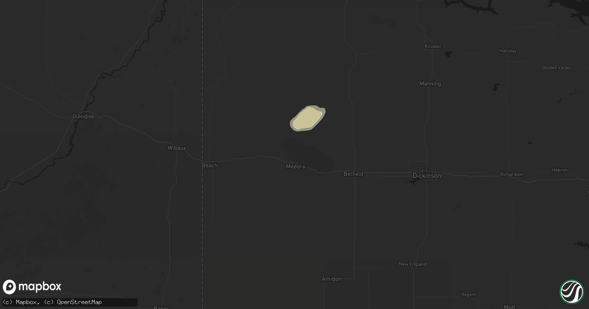 Hail map in Medora, ND on September 27, 2026