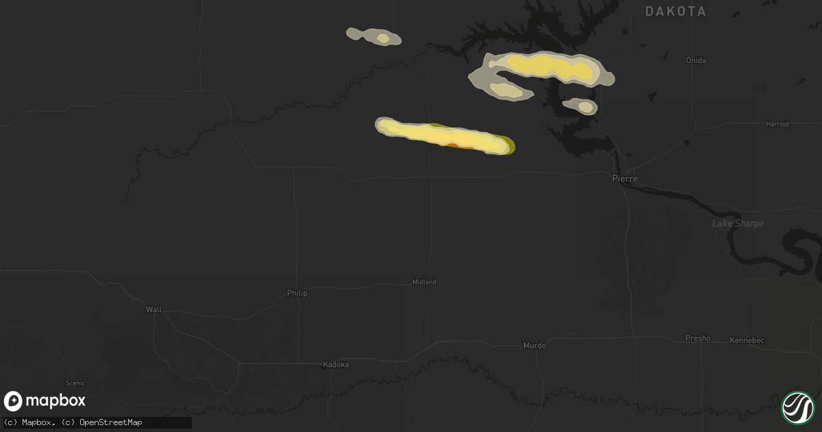 Hail map in Midland, SD on September 27, 2026