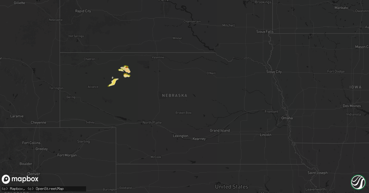 Hail map in Nebraska on September 27, 2026
