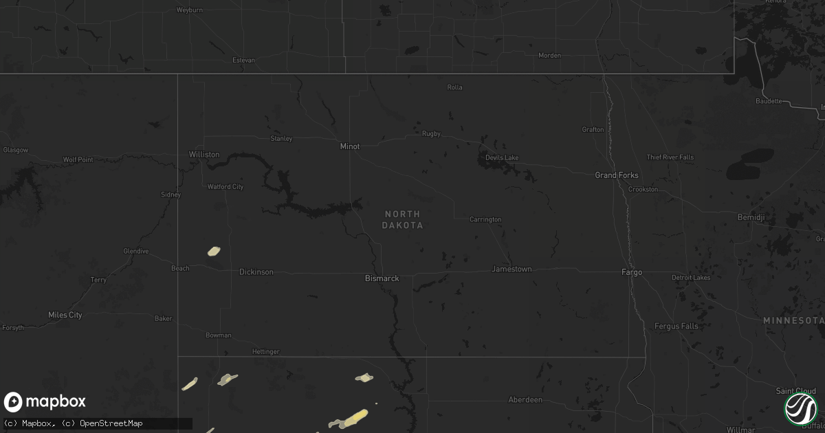 Hail map in North Dakota on September 27, 2026