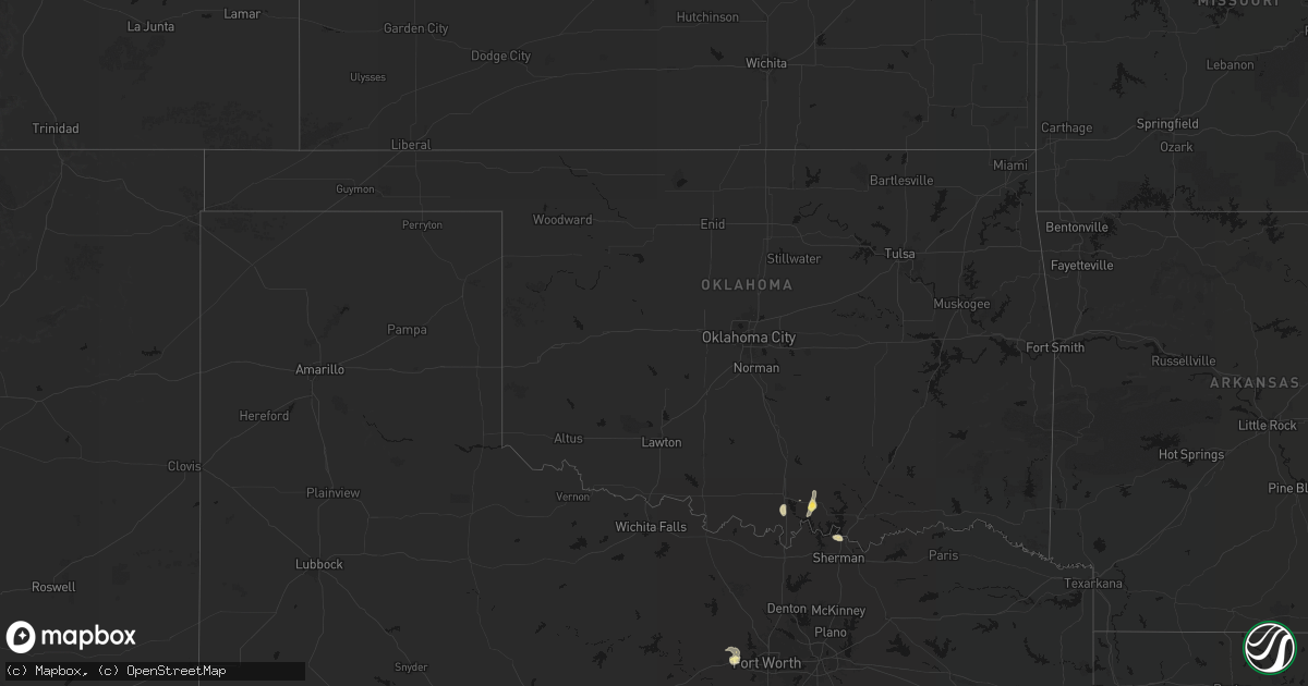 Hail map in Oklahoma on September 27, 2026