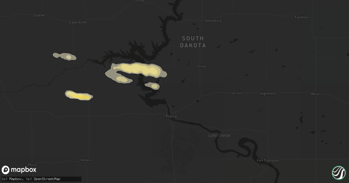 Hail map in Pierre, SD on September 27, 2026
