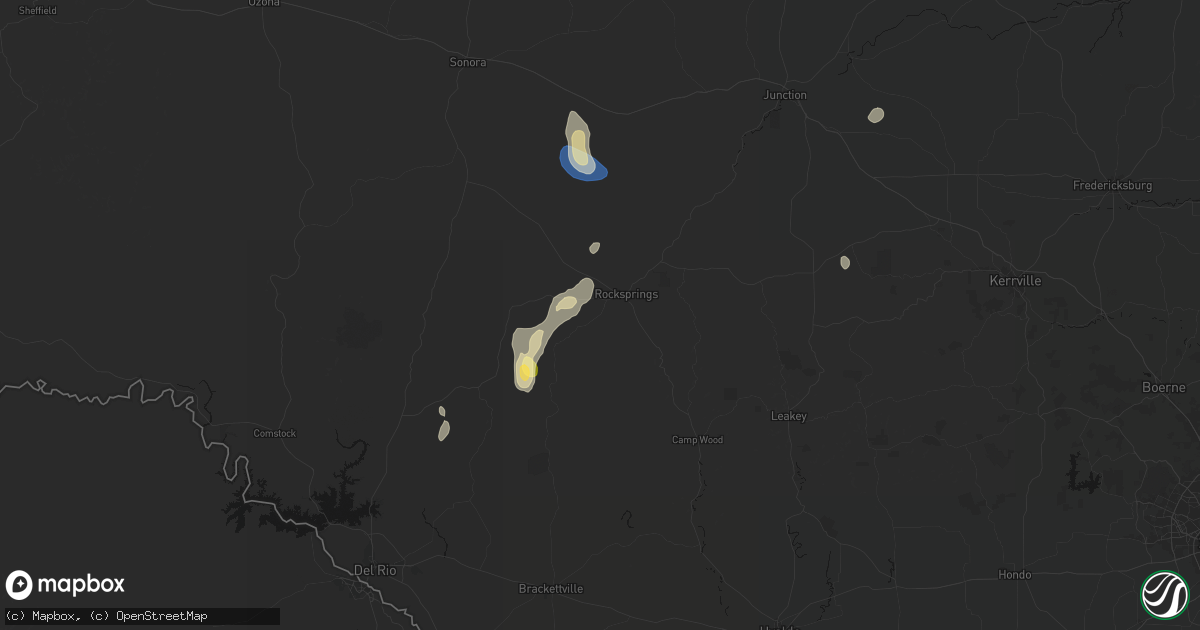 Hail map in Rocksprings, TX on September 27, 2026