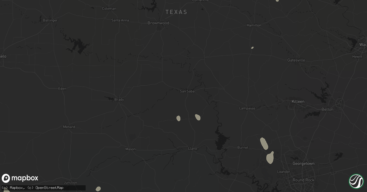 Hail map in San Saba, TX on September 27, 2026