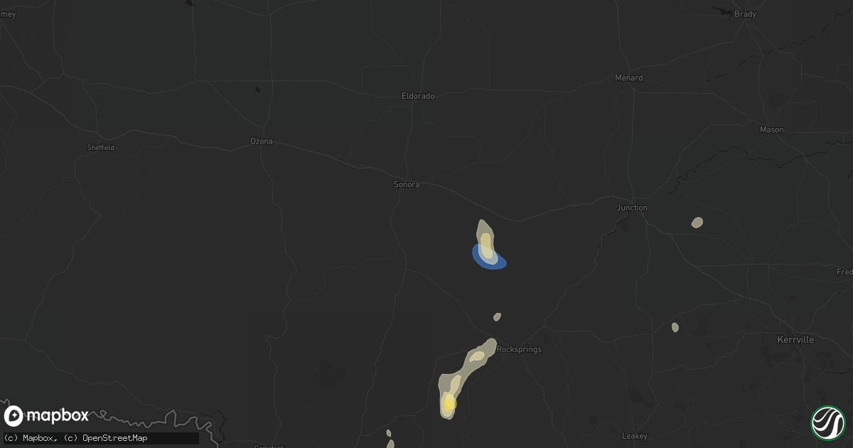 Hail map in Sonora, TX on September 27, 2026